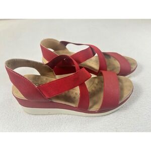 Malu Super Comfort Wedge Sandals Women 10 Red Summer Casual Strappy Brazil